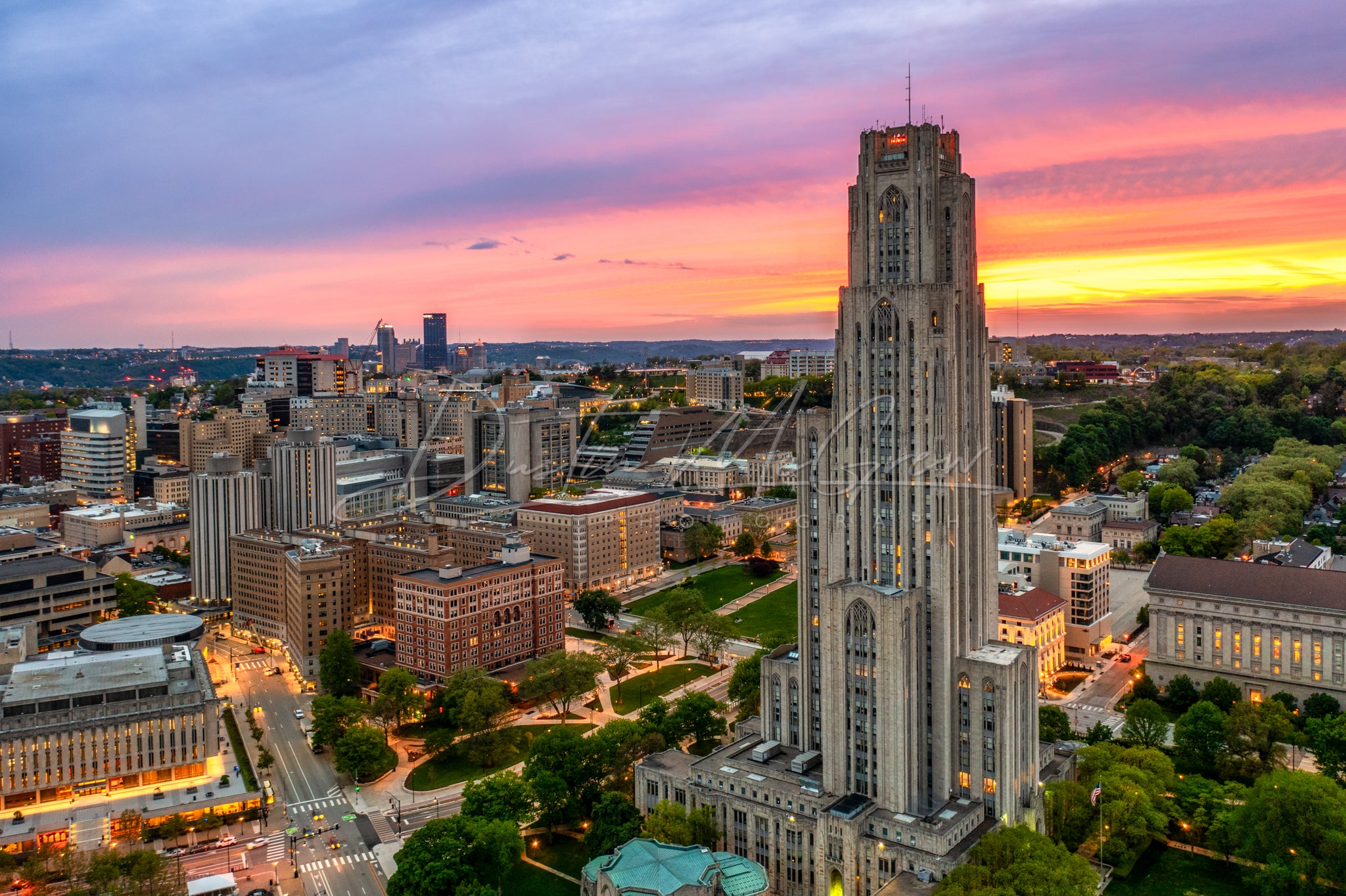 Cathedral of Learning at Sunset Photo - University of Pittsburgh