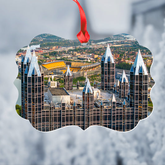 PPG Place and Acrisure Stadium Metal Christmas Ornament