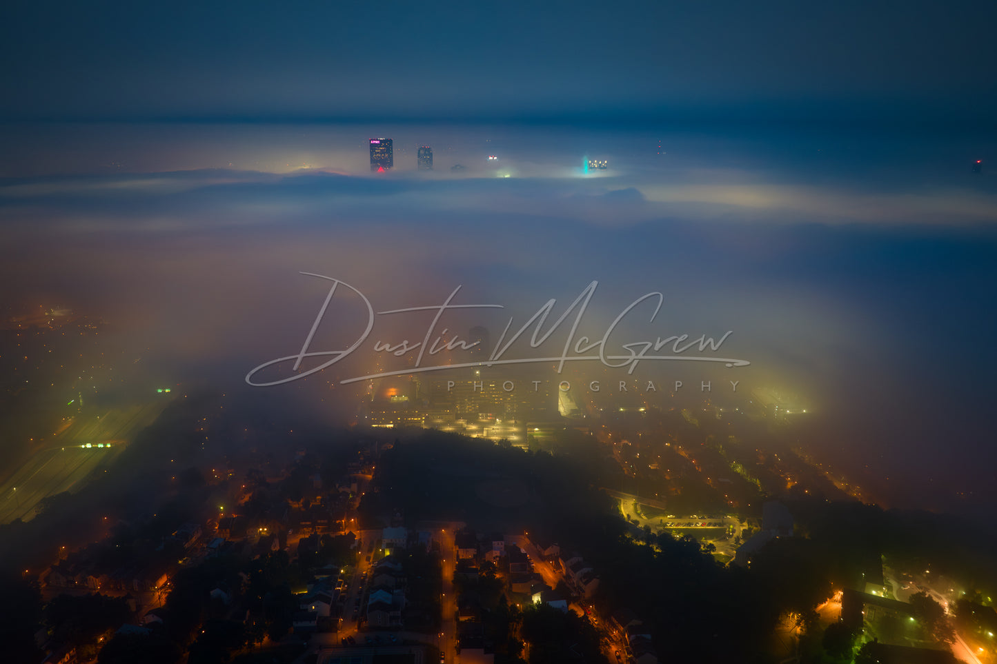 Foggy Pittsburgh From High Above Fineview