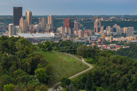 Pittsburgh Skyline and St. John Lutheran Cemetery