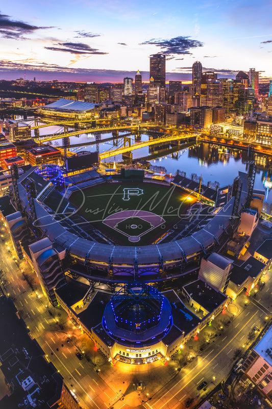 Aerial Photo of PNC Park's Christmas Lights