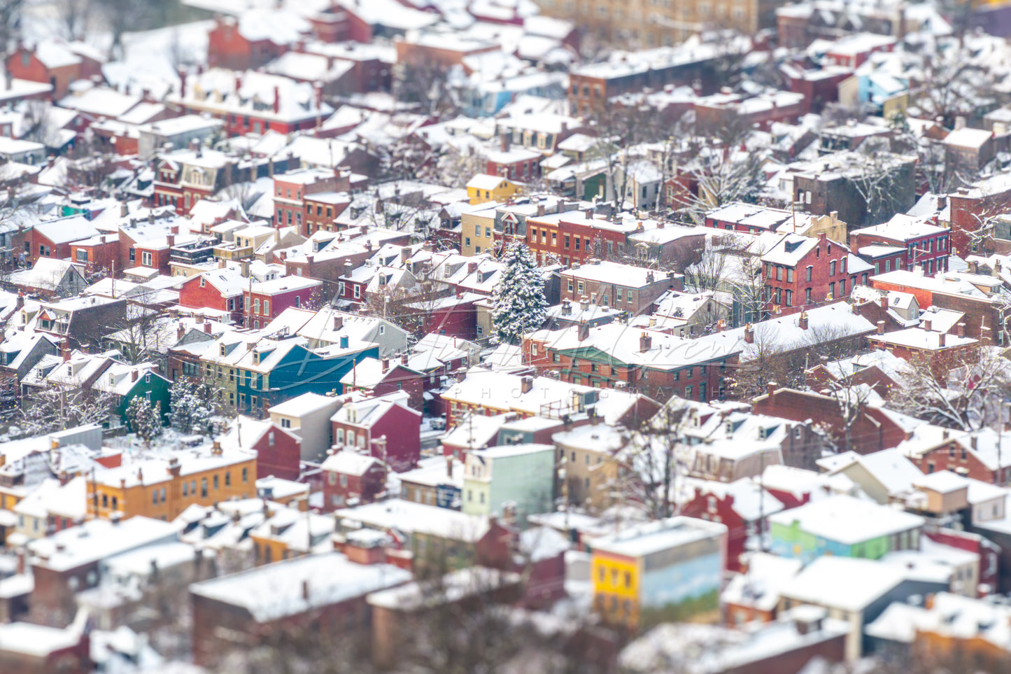 Snow-Covered Homes on Pittsburgh's North Side
