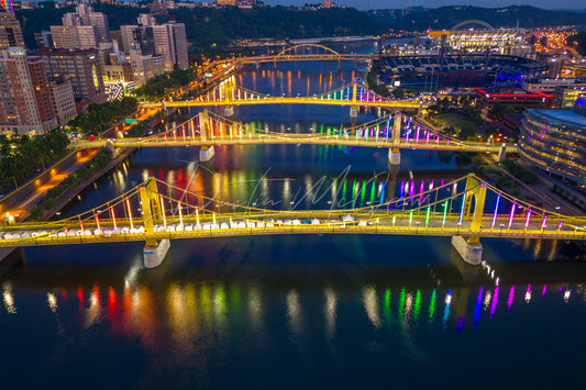 Pittsburgh Pride - Three Sister Bridges in Rainbow Colors