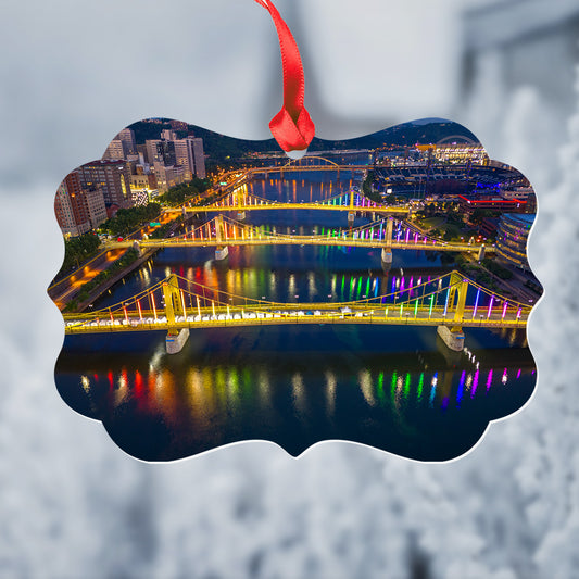 Pittsburgh Pride Sister Bridges Metal Christmas Ornament