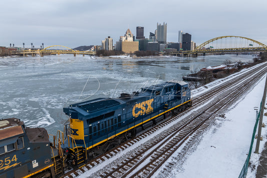 CSX Train and the Icy Three Rivers