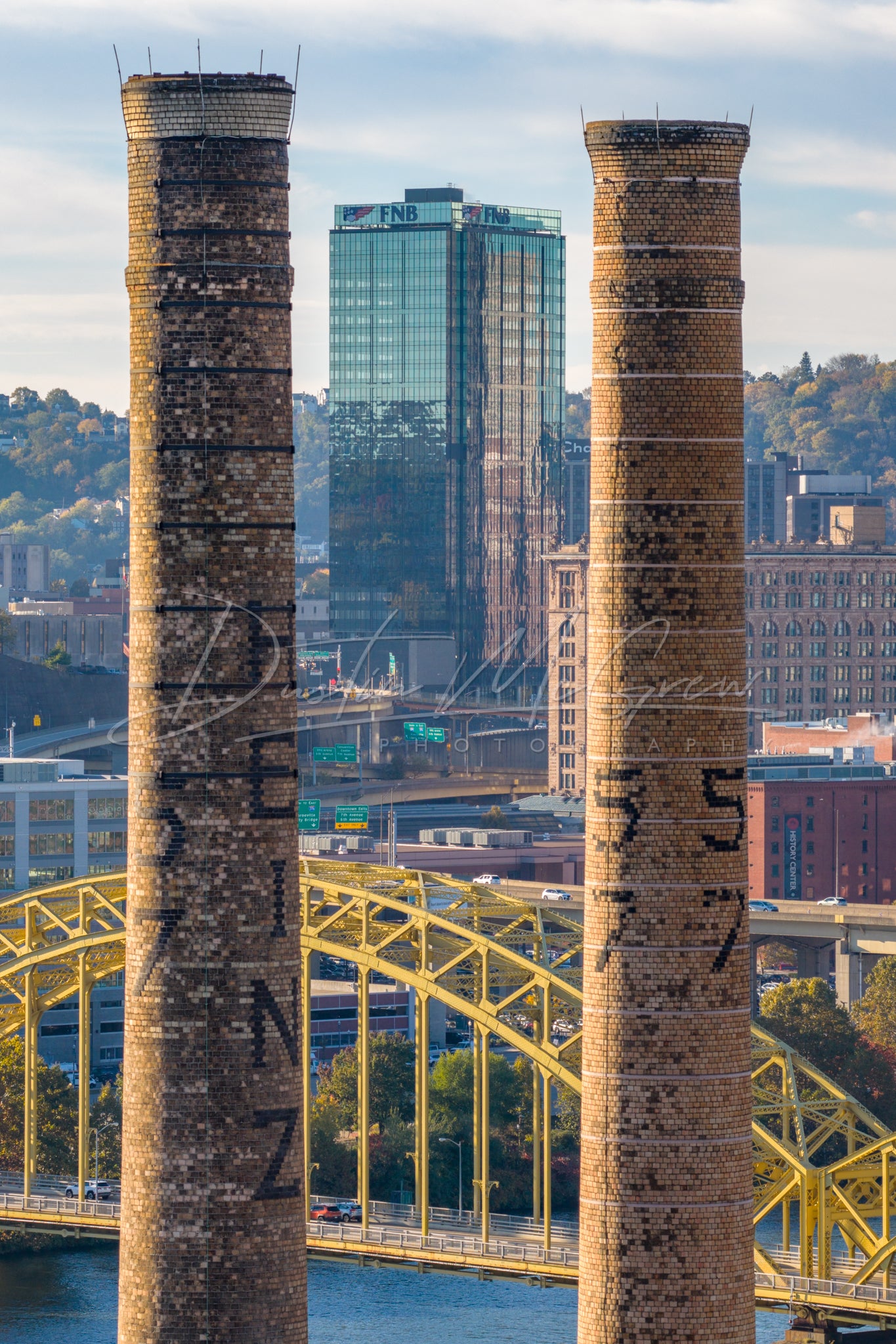 Pittsburgh Wall Art - Heinz Factory Smokestacks and FNB Tower - Dustin ...
