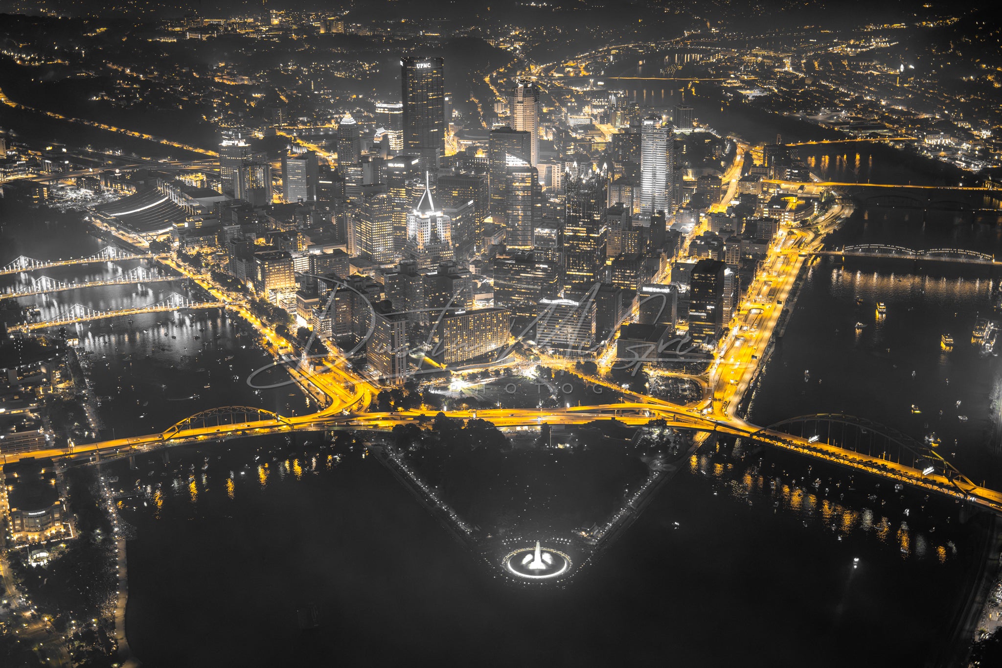 Pittsburgh From Above - Black & Gold