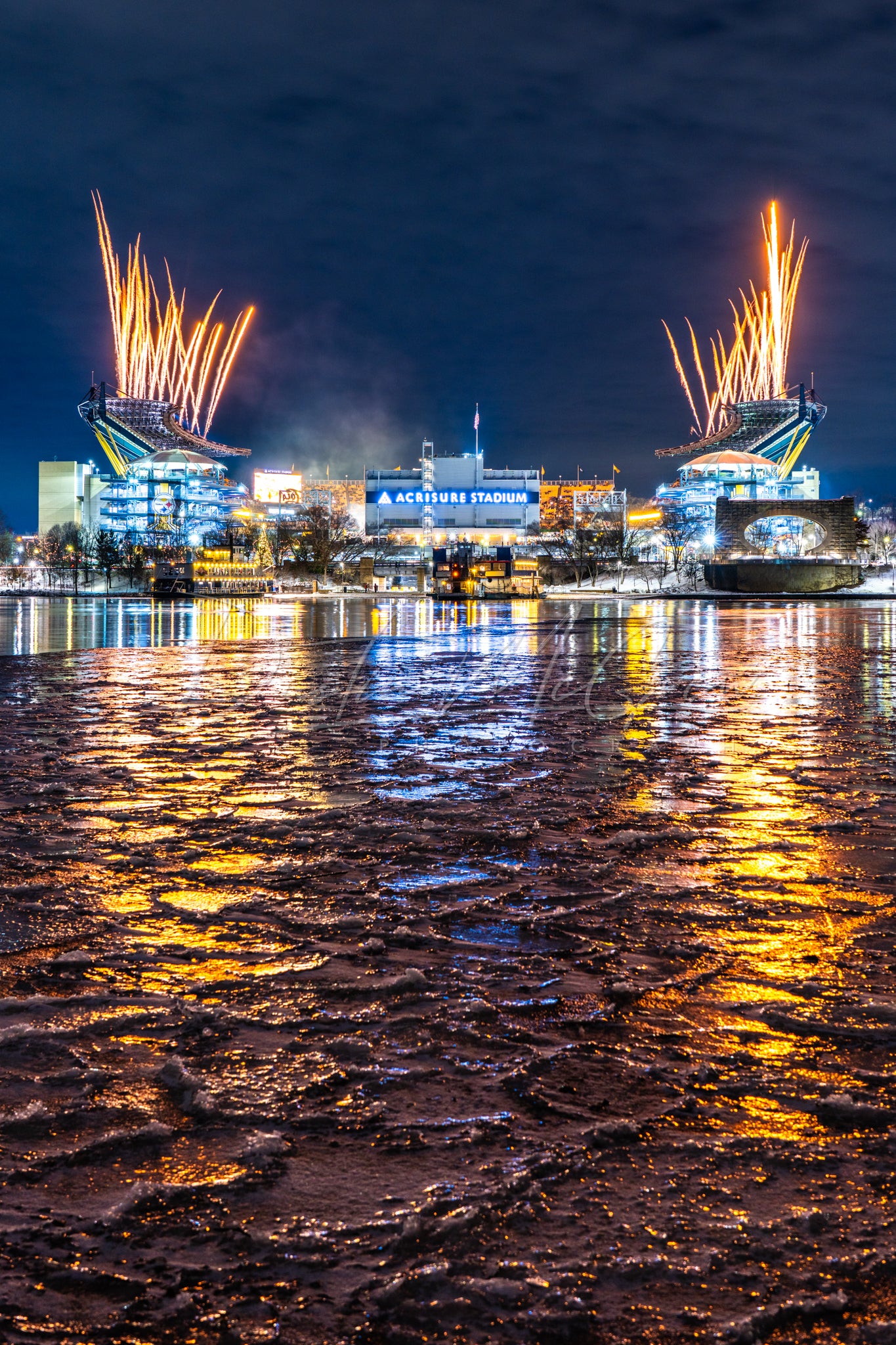 Acrisure Stadium Monday Night Football Fireworks on Ice