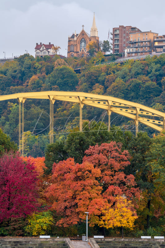 The Fort Pitt Bridge and St. Mary of the Mount In Fall