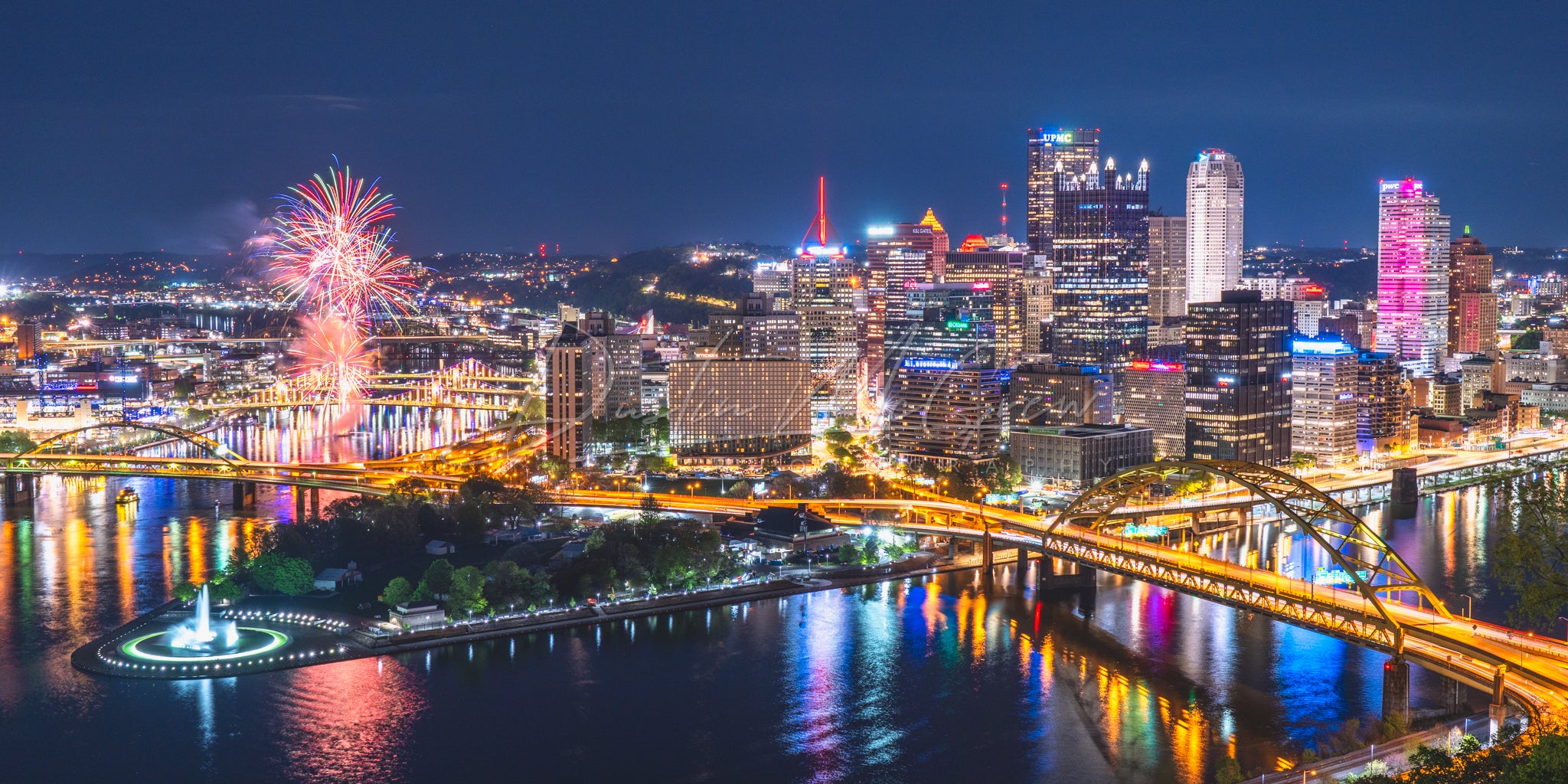 Fireworks and the Pittsburgh Skyline