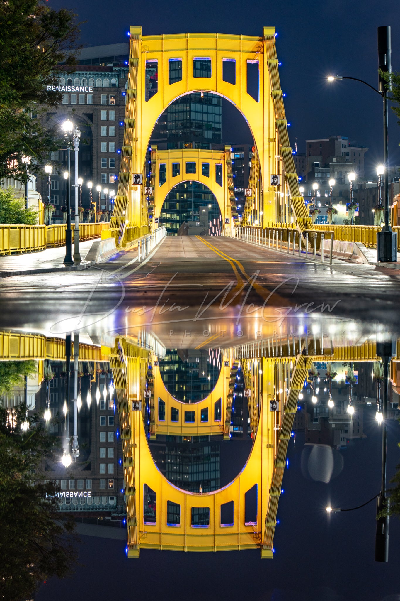 Clemente Bridge Puddle Reflection