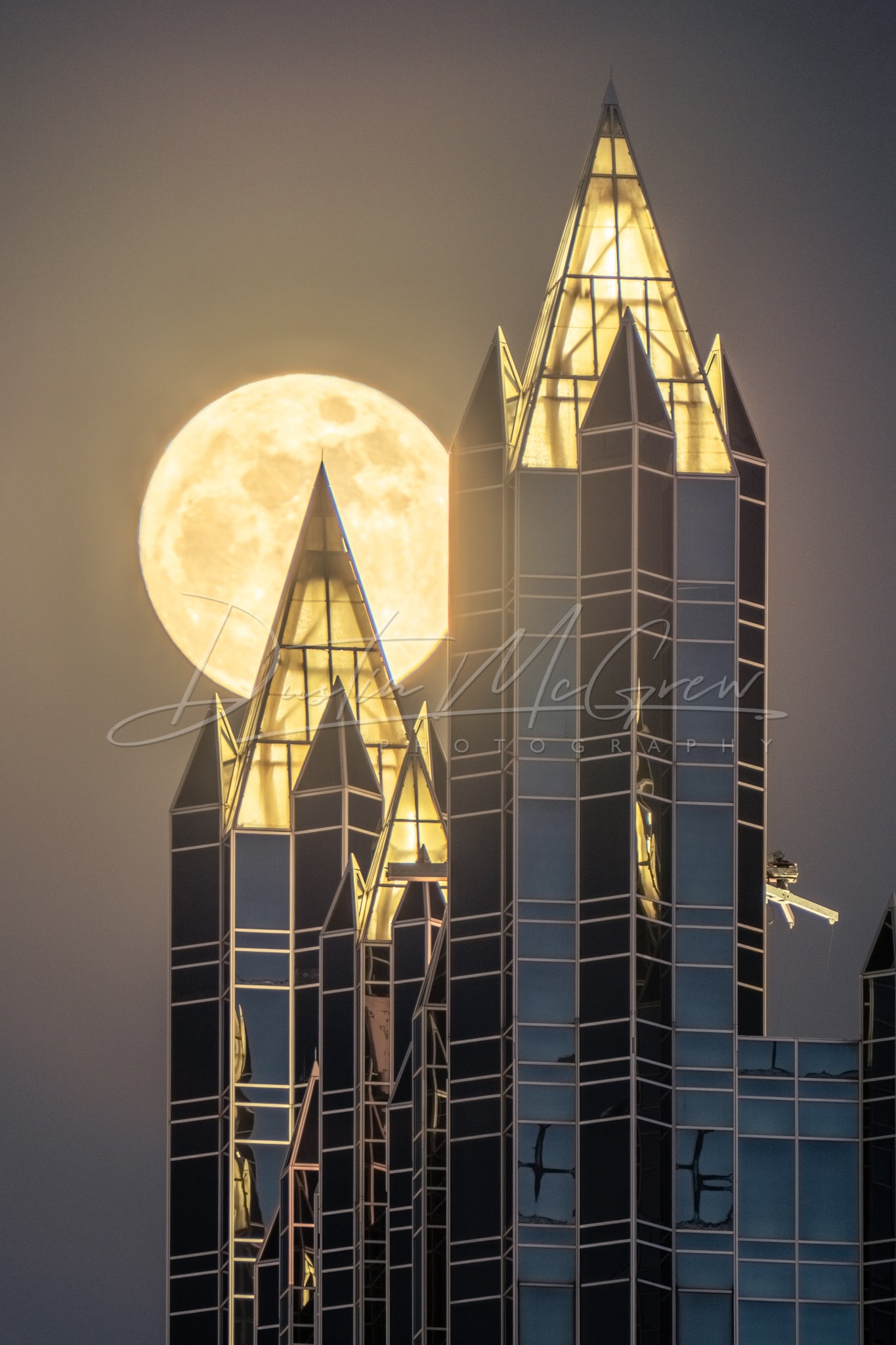 The Full Moon and the PPG Place Spires