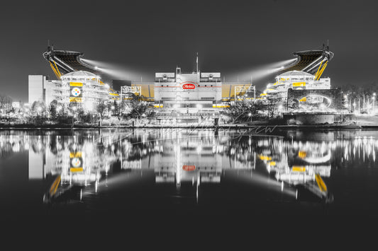 Heinz Field Reflection in the Allegheny River - Black & Gold