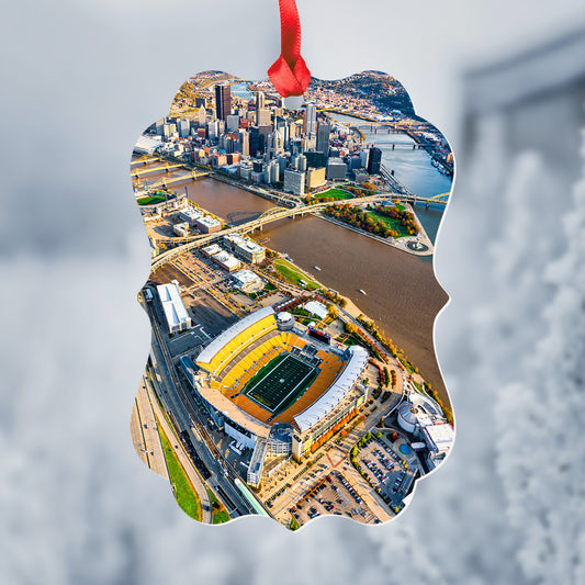 Heinz Field and Pittsburgh Metal Christmas Ornament