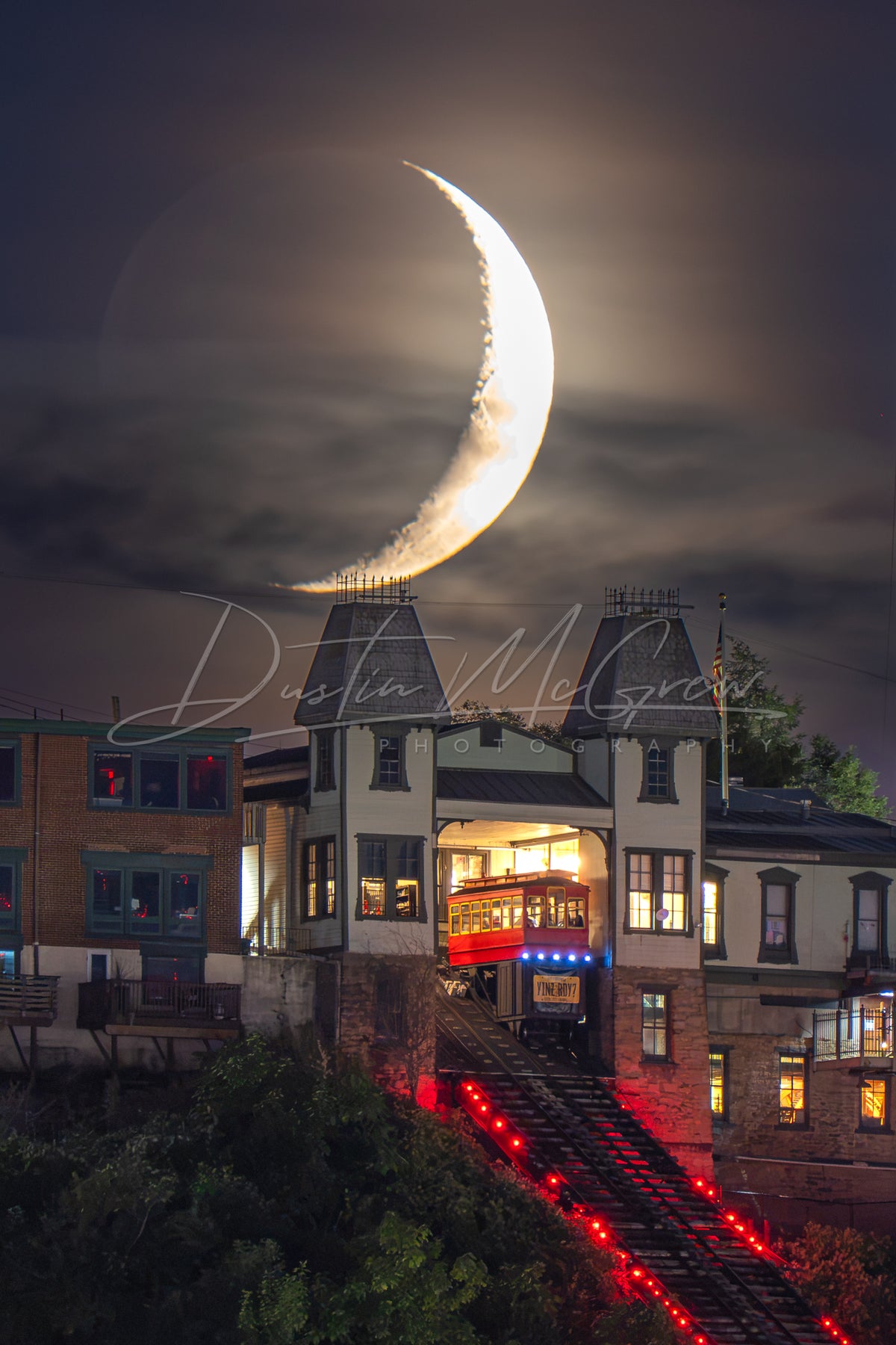 Moonset Over the Duquesne Incline