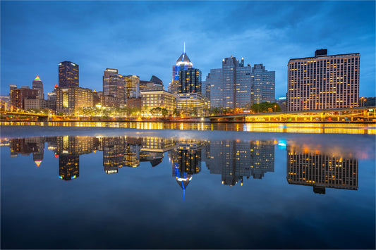 Pittsburgh Skyline Blue Hour Reflection