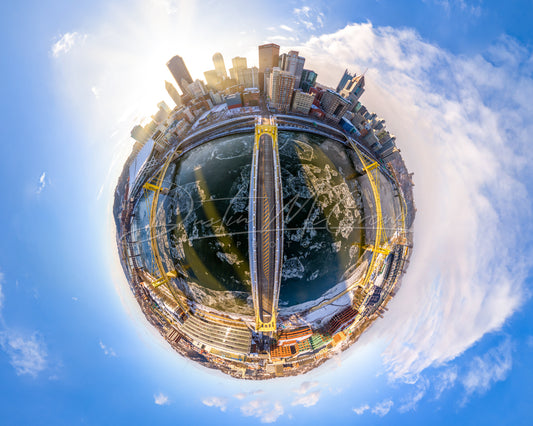 Icy Allegheny River - Pittsburgh Tiny Planet