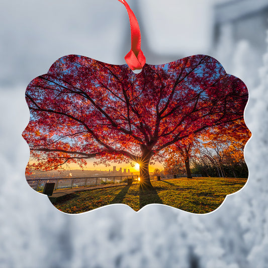 West End Overlook Sunrise Metal Christmas Ornament