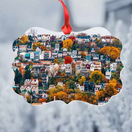 South Side Slopes in the Fall Metal Christmas Ornament