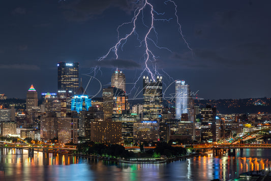 Lightning Strikes Over Downtown Pittsburgh
