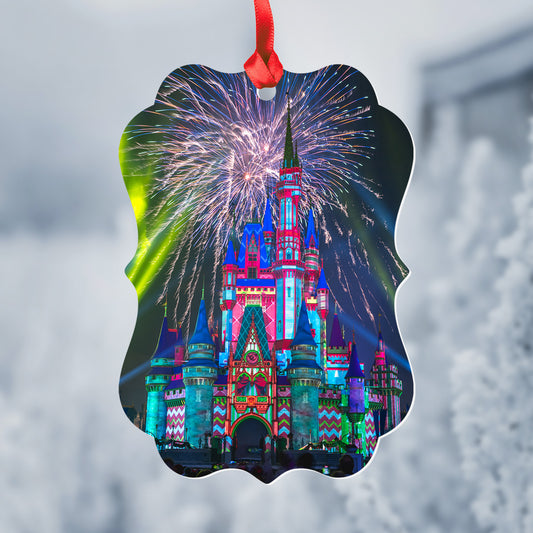 Disney World Fireworks Metal Christmas Ornament