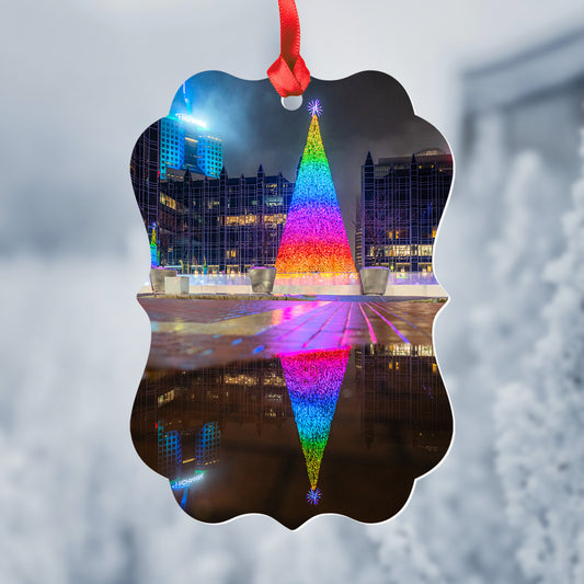 PPG Christmas Tree Reflection Metal Christmas Ornament