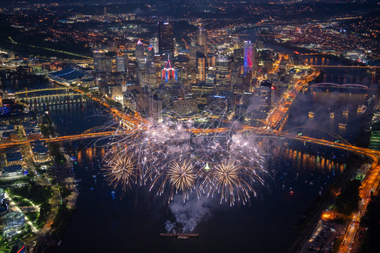 4th of July Fireworks From High Above Pittsburgh