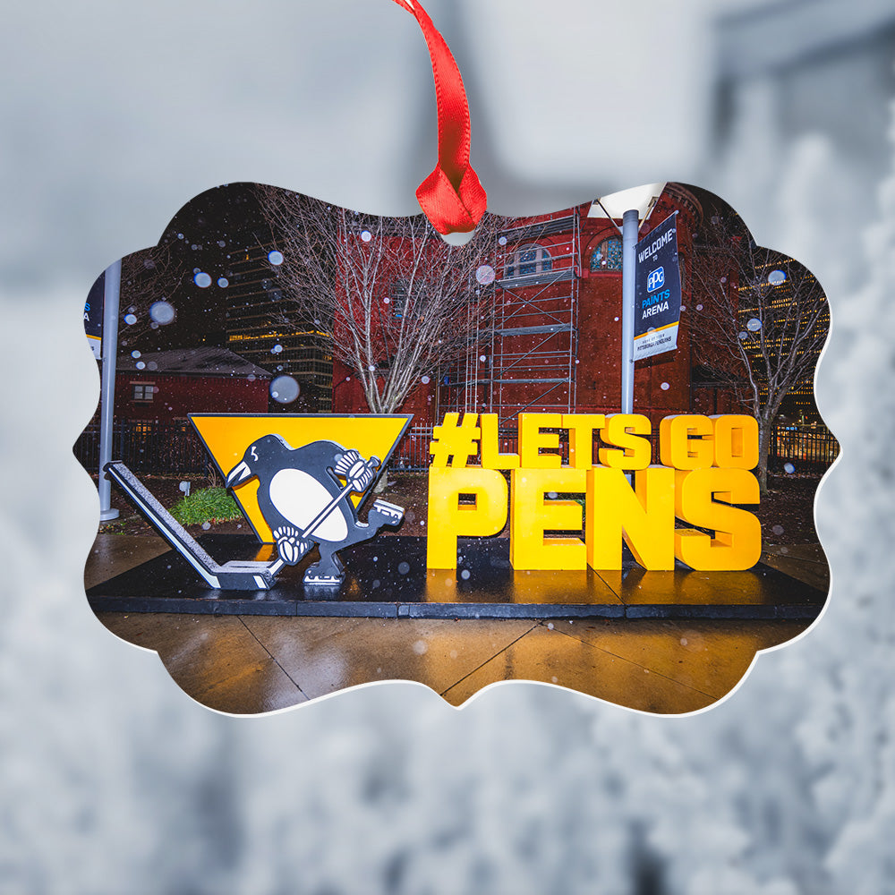 Lets Go Pens Metal Christmas Ornament