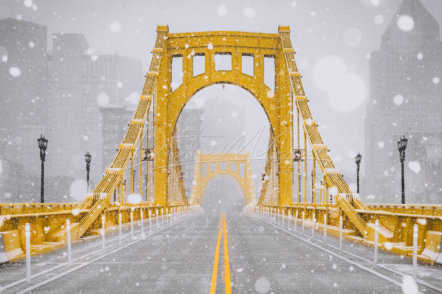 Black & Gold Snowy Roberto Clemente Bridge