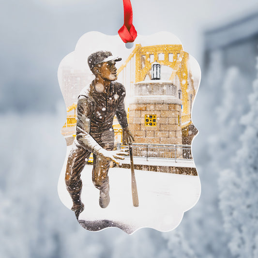 Roberto Clemente Statue Metal Christmas Ornament