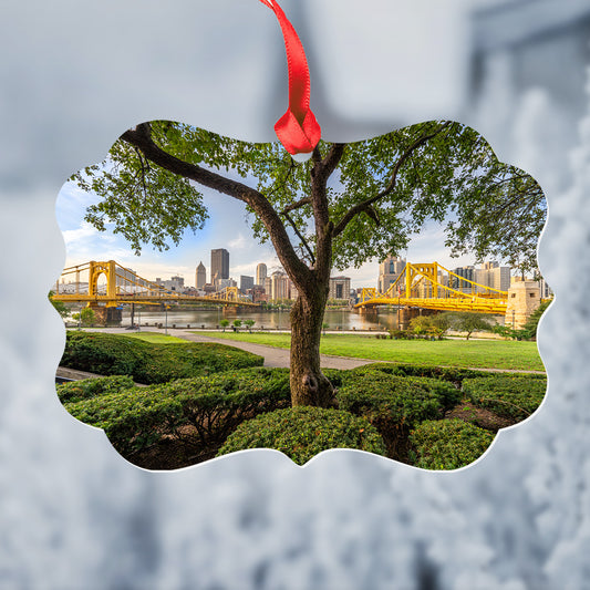 Pittsburgh North Shore Tree Metal Christmas Ornament