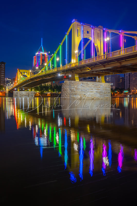 Pittsburgh Pride - Clemente Bridge Lit in Rainbow Colors
