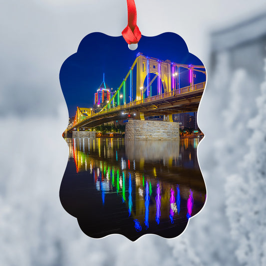 Pittsburgh Pride Lights Metal Christmas Ornament