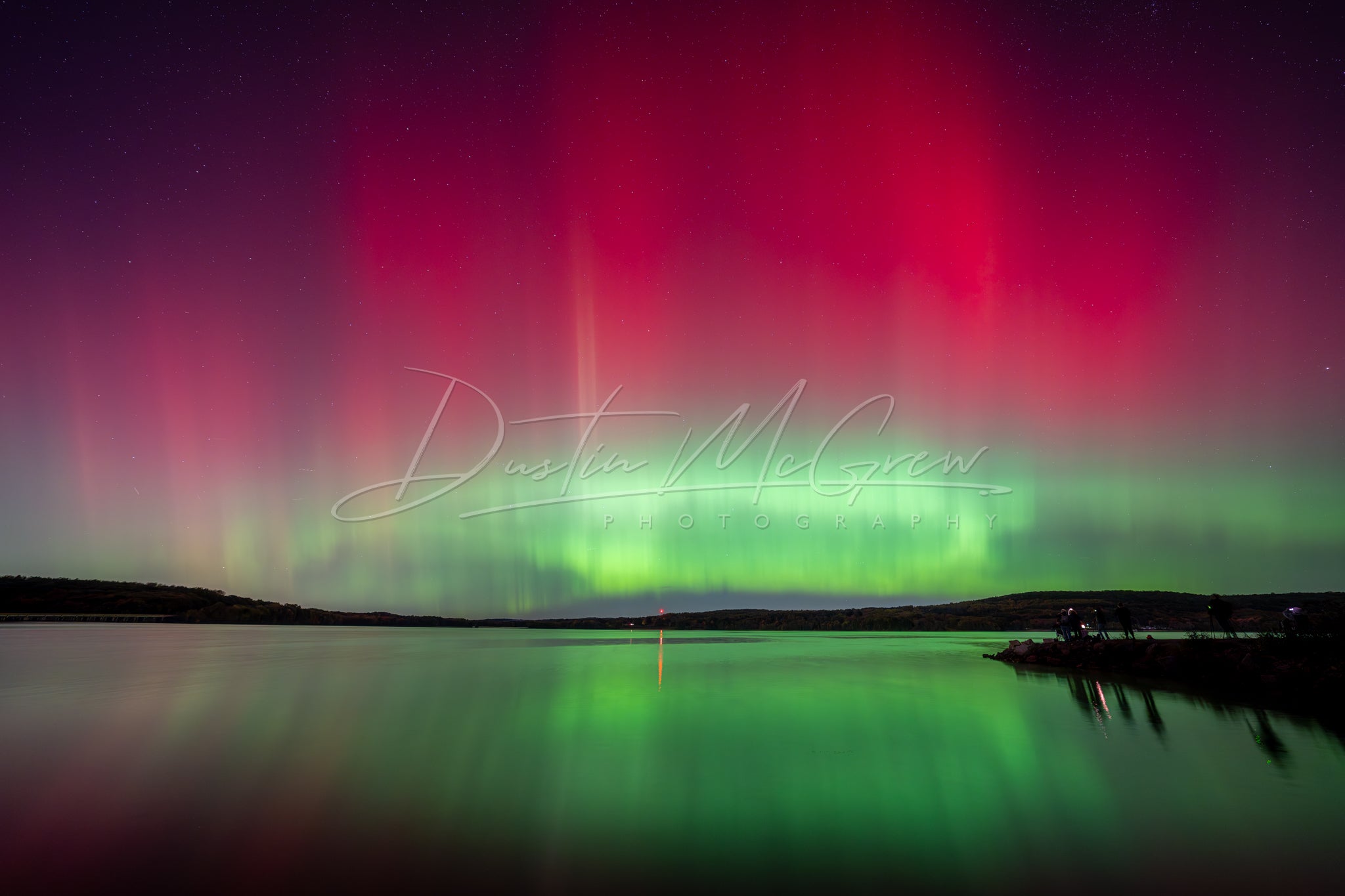 Moraine State Park Vibrant Pink and Green Northern Lights