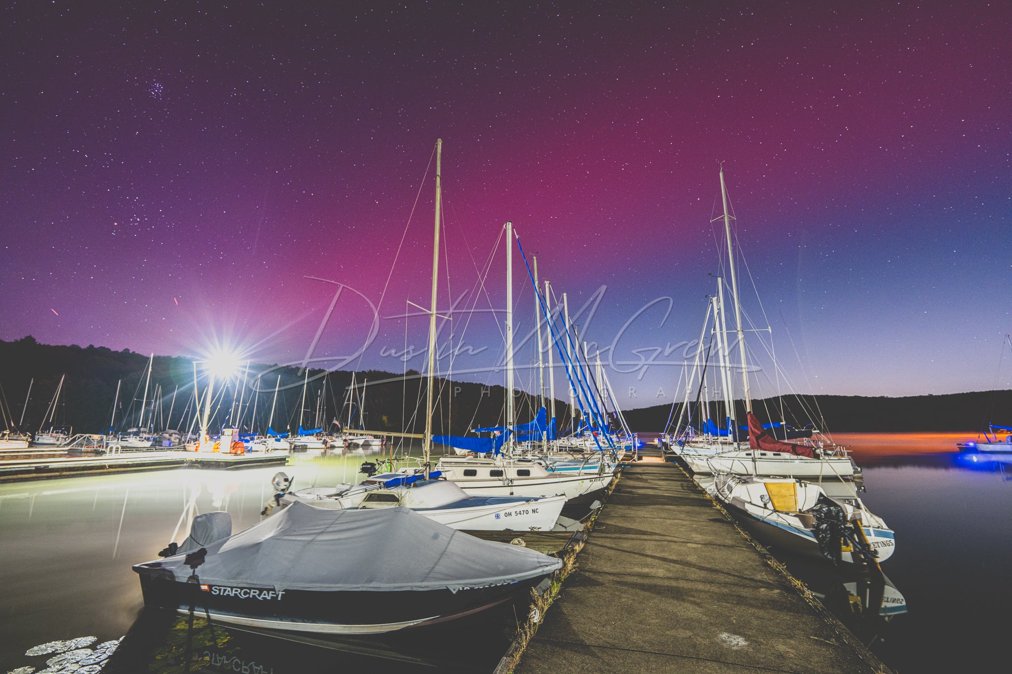 Aurora Over Lake Arthur at Moraine State Park