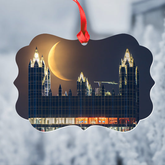 PPG Place & Crescent Moon Metal Christmas Ornament