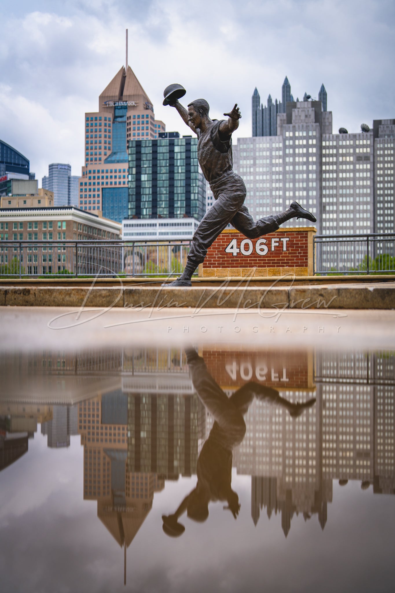 Bill Mazeroski Statue Puddle Reflection
