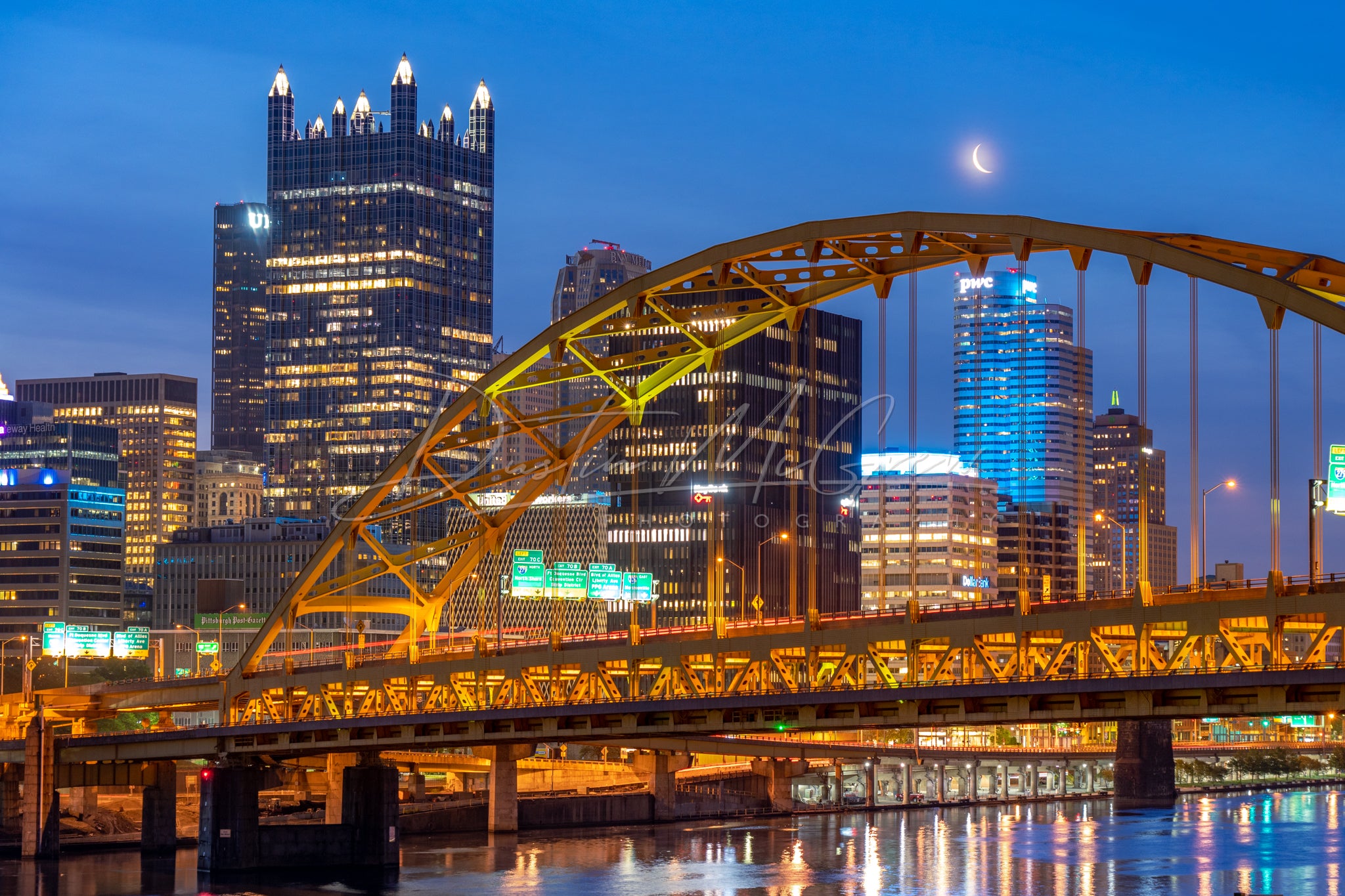 Crescent Moon Over the Fort Pitt Bridge