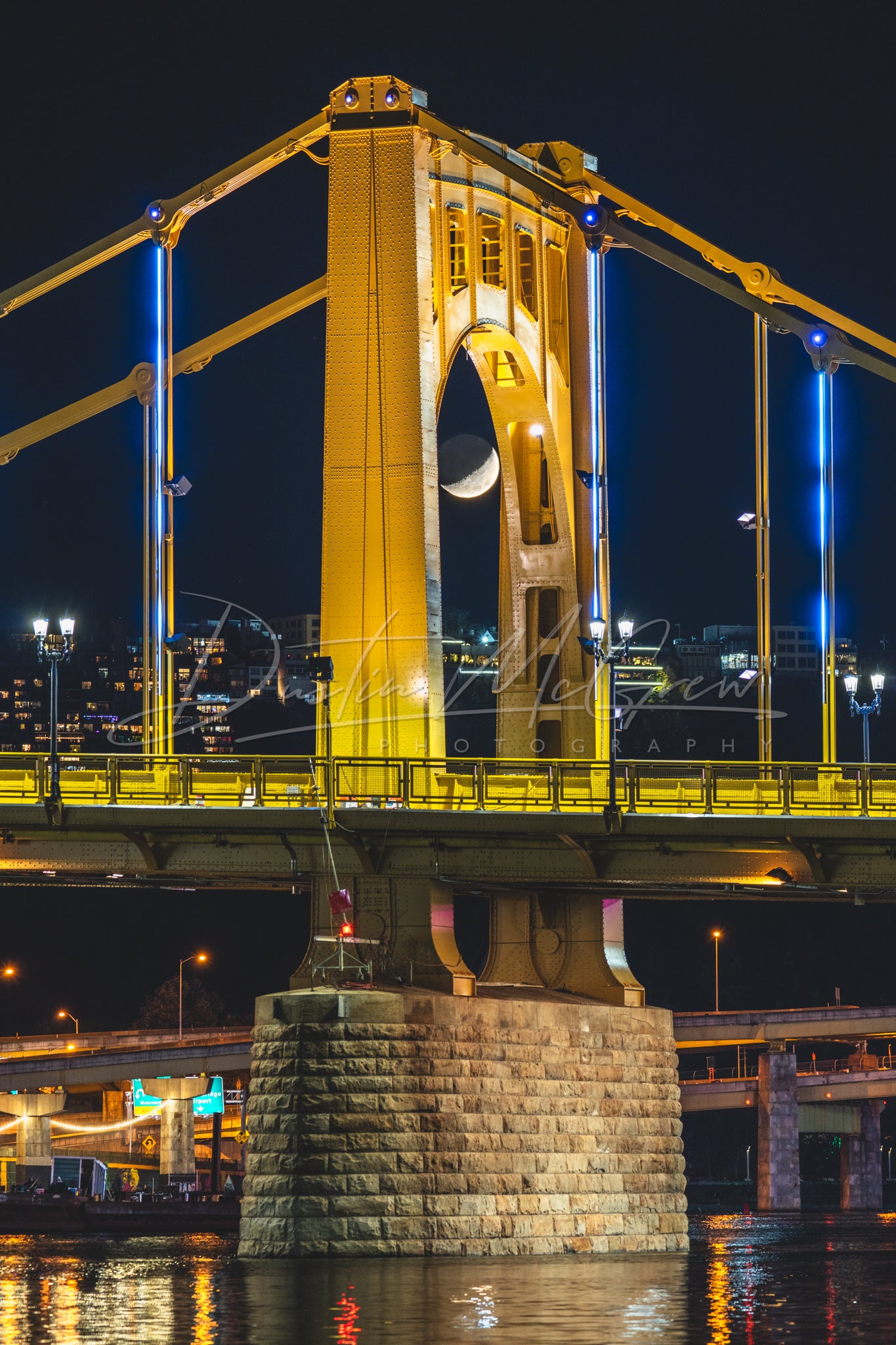 The Moon and Clemente Bridge