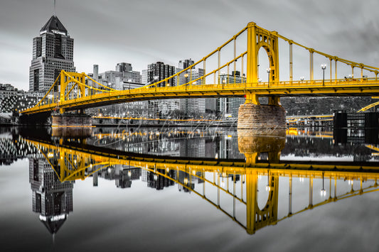 Clemente Bridge Black & Gold River Reflection