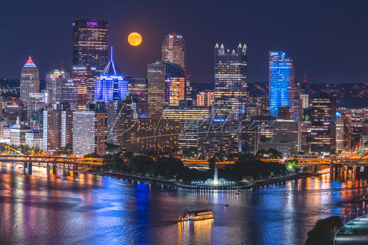 Moonrise Over the Pittsburgh Skyline