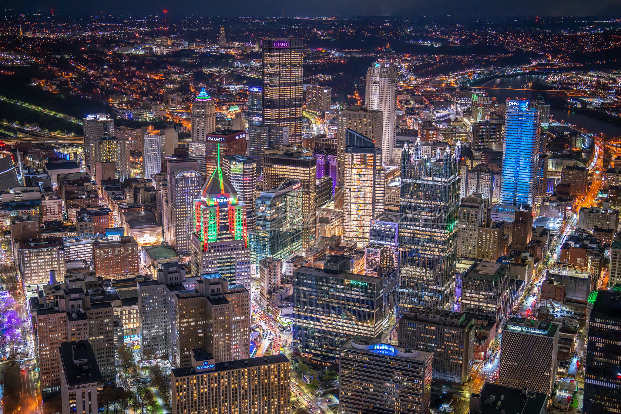 Flying by the Steel City on Light Up Night