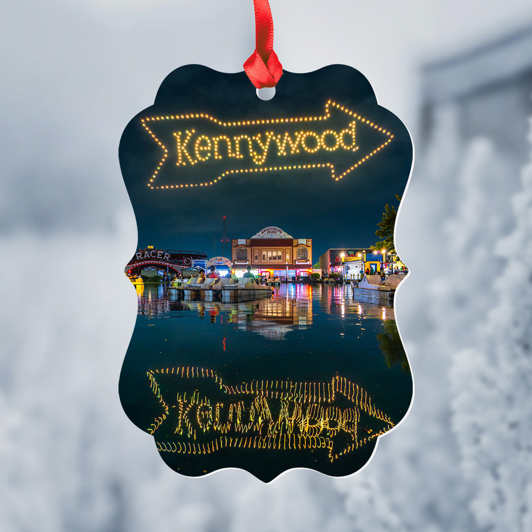 Kennywood Drone Show Metal Christmas Ornament