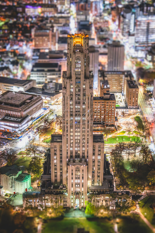 Aerial Tilt-Shift Photo of the Cathedral of Learning