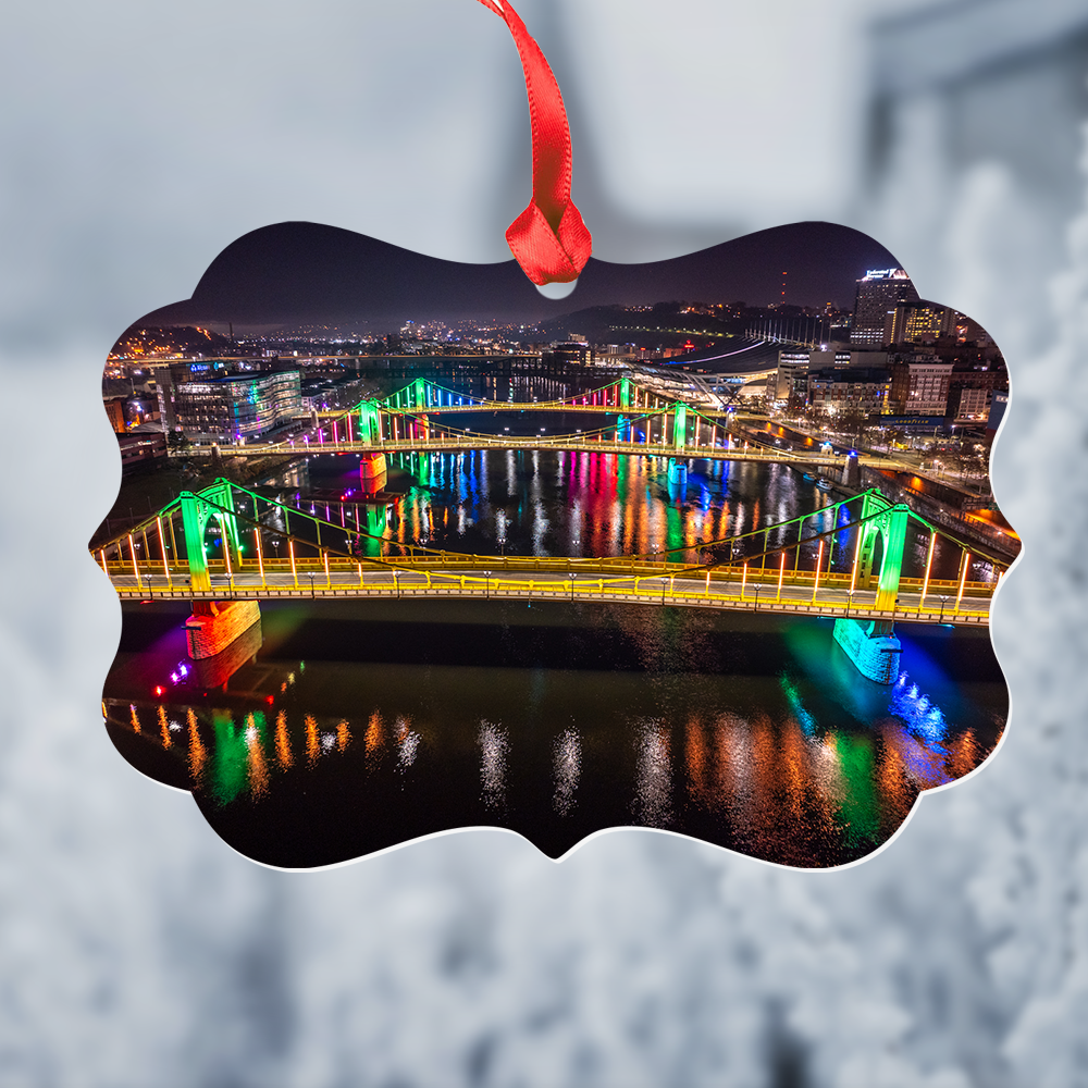 The Colorful Sister Bridges of Pittsburgh Ornament