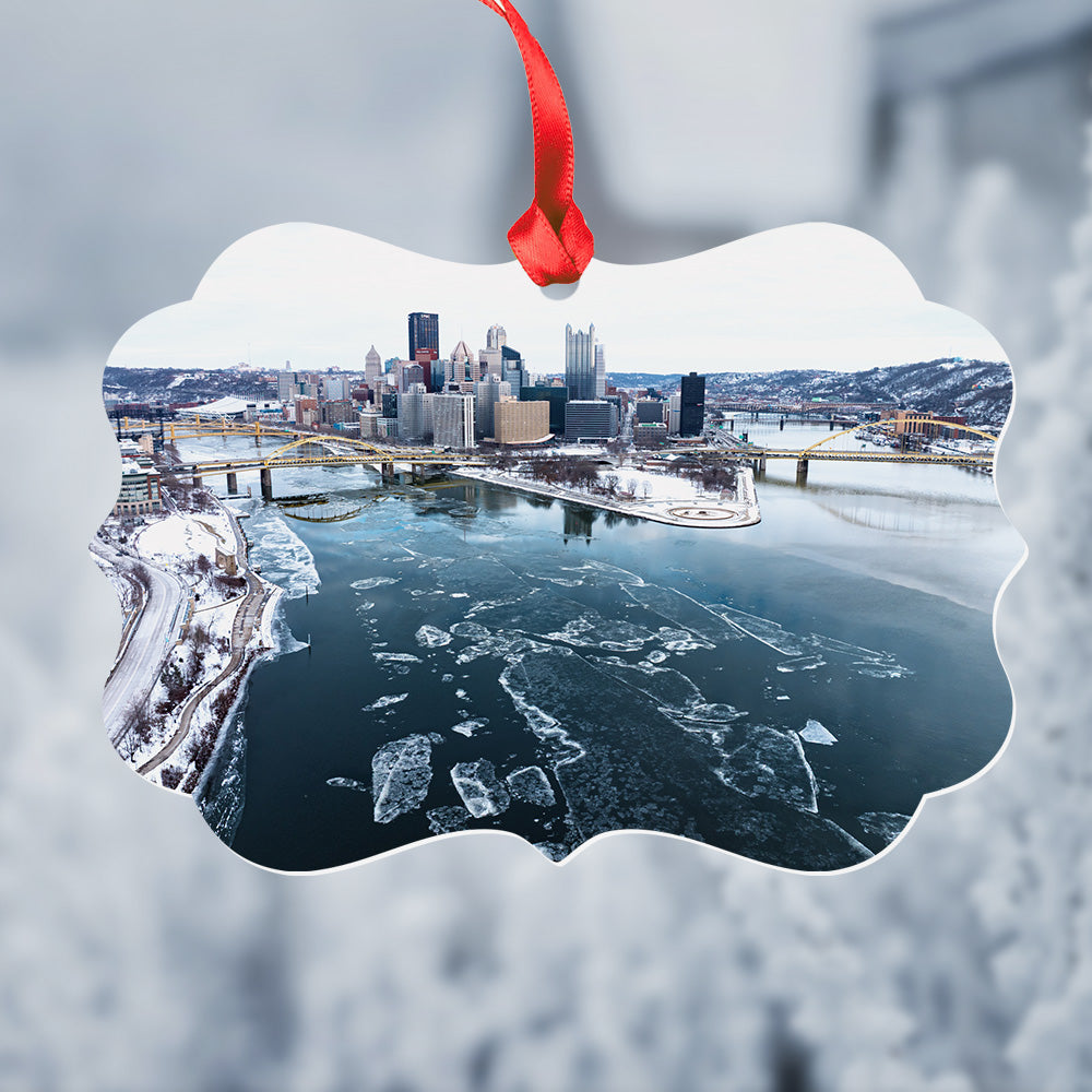 Pittsburgh's Icy Three Rivers Christmas Ornament
