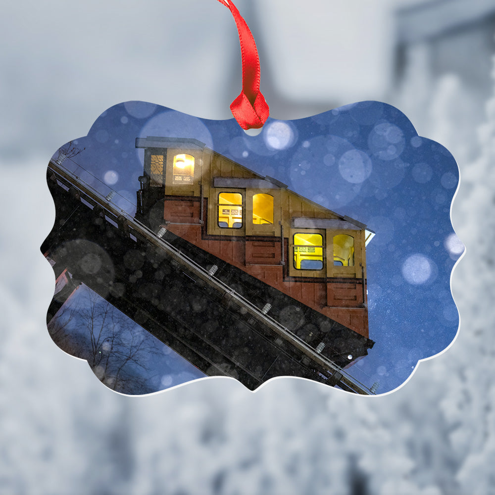 Monongahela Incline in the Snow Metal Christmas Ornament
