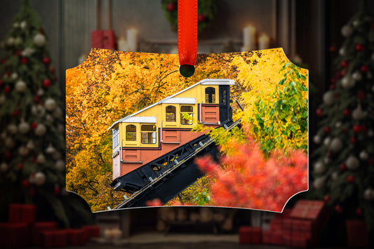 Pittsburgh's Inclines in the Fall Metal Christmas Ornament