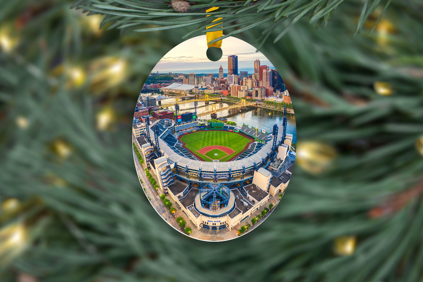 Heinz Field and PNC Park Metal Christmas Ornament