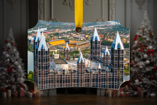 PPG Place and Acrisure Stadium Metal Christmas Ornament